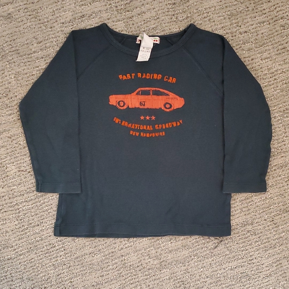 Kids Navy Blue Racing Car Shirt